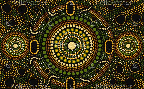 Dot art aboriginal green background