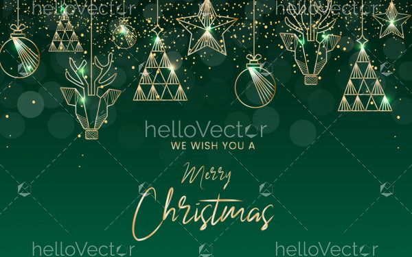 Green Christmas Hanging Decorations Background