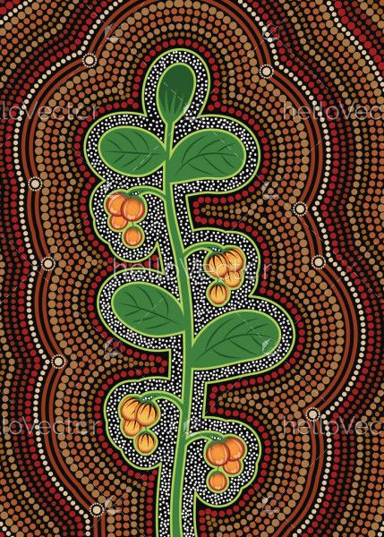 Aboriginal bush plant dot art