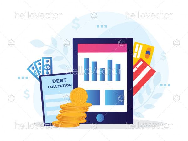 Collection of taxes or debts illustration