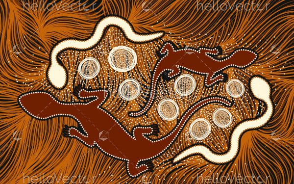 Snake and lizard aboriginal art