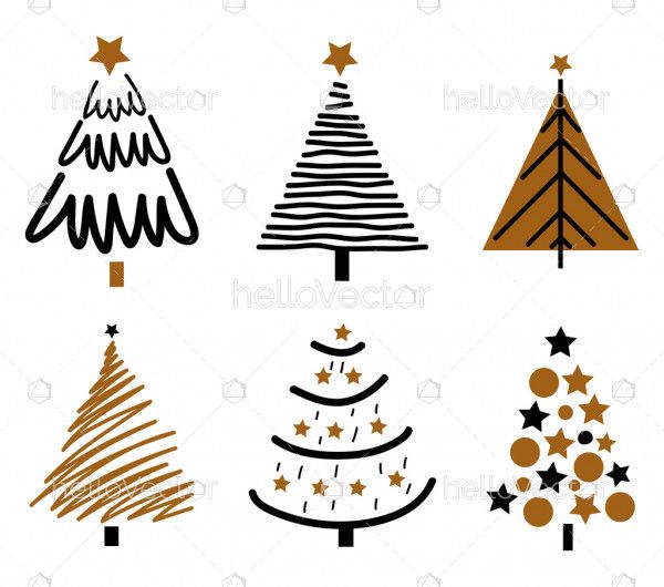 Flat Design Christmas Tree Set