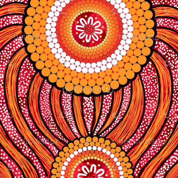 Yellow aboriginal dot art background