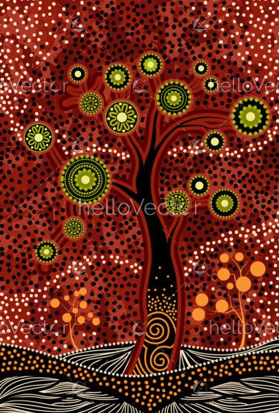 Aboriginal style tree painting
