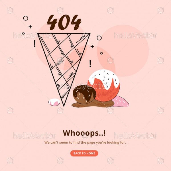 404 error template with melting ice cream