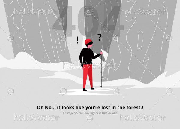Error 404 web page design with lost boy