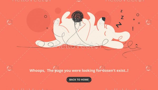 Error 404 Page With Sleeping Dog