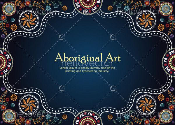 Aboriginal art vector Banner with text. Illustration based on aboriginal style of dot painting.