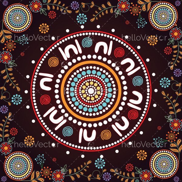 Meeting place, aboriginal art vector painting. Illustration based on aboriginal style of dot painting.