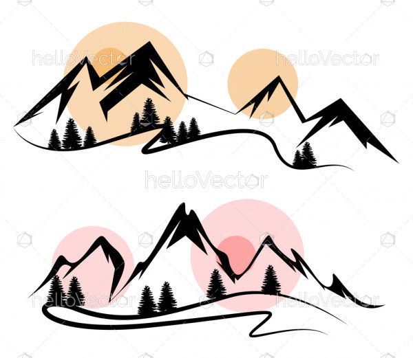 Abstract landscape nature mountain view silhouette