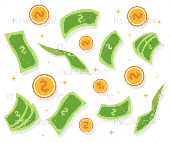 Falling dollars vector background