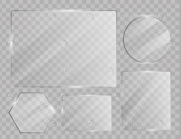 Glass plates set on transparent background