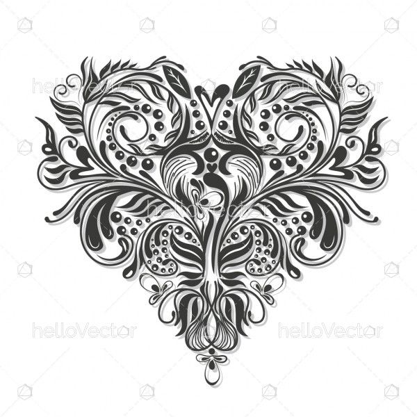 Floral heart shape illustration