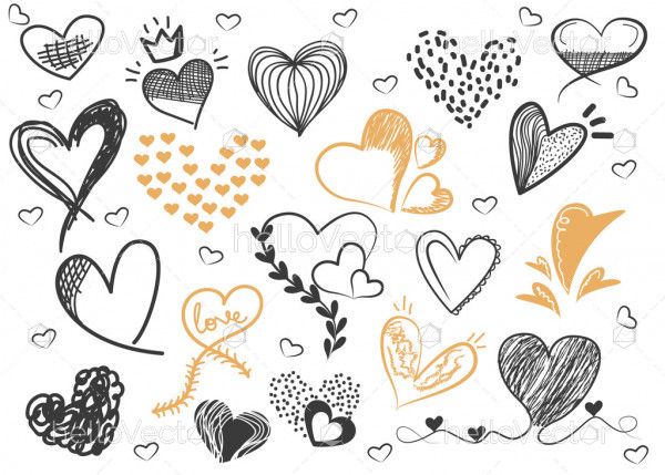 Hand drawn vector valentine hearts