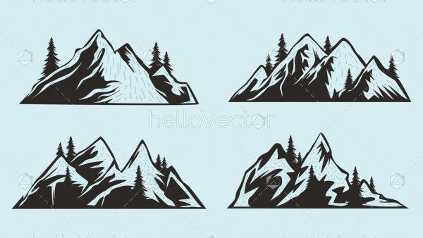 Mountains Silhouettes Set