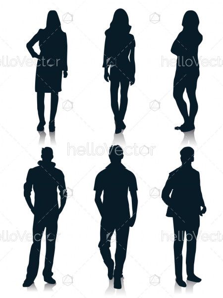 Silhouettes of men and women vector