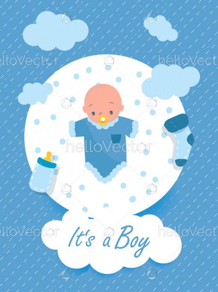 Baby boy shower invitation card design