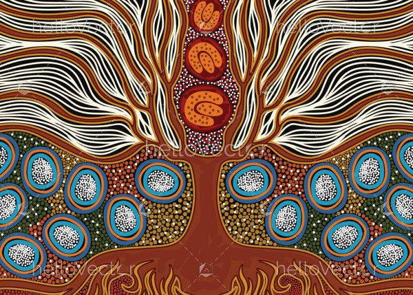 Aboriginal dot tree painting