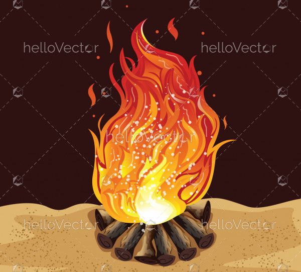 Bonfire Cartoon Illustration