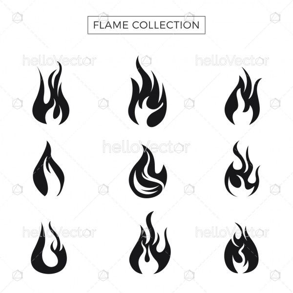 Fire flames icon set