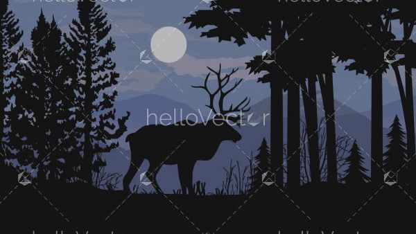 Forest background with wild elk