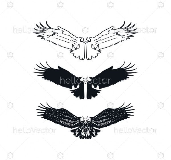 Open wings eagle silhouette