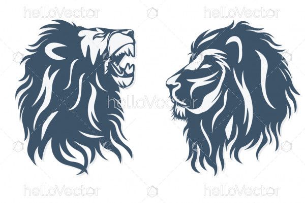 Lion head logo set - vector illustration