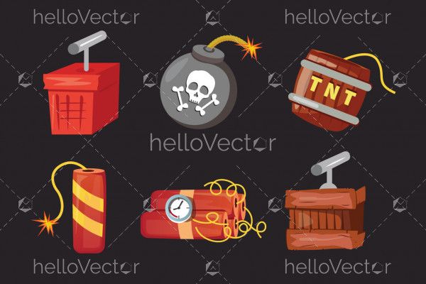 Tnt and dynamite icon set