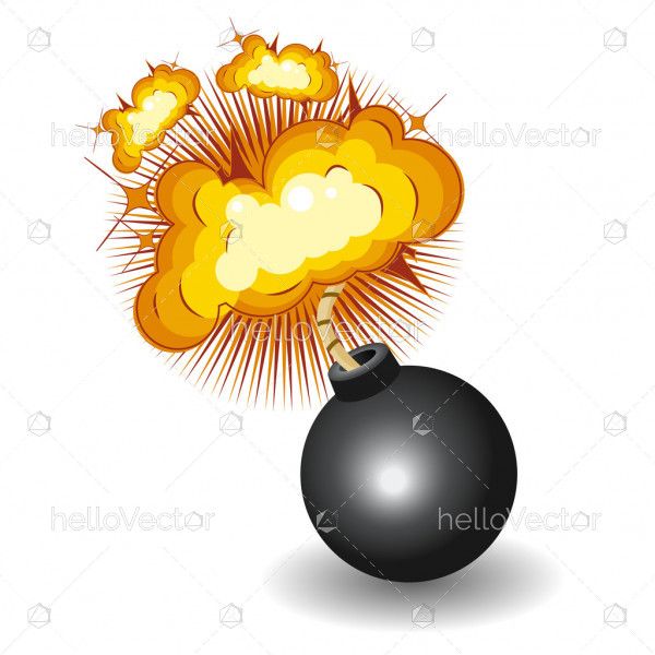 Round black bomb with burning fuse