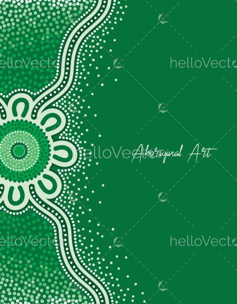Green aboriginal dot art poster design