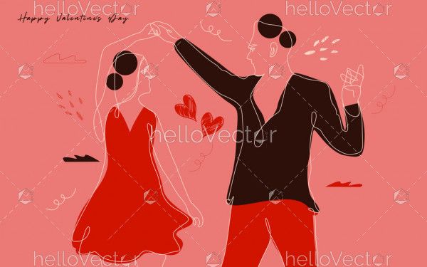 Dancing Couple Modern Illustration