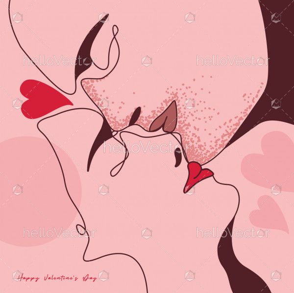 Couple kissing line drawing - Vector