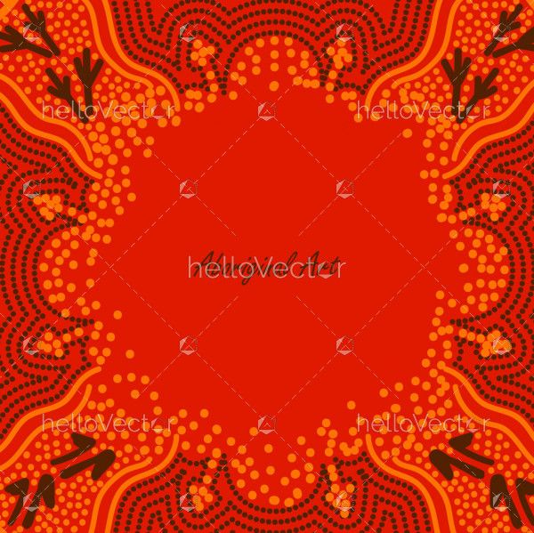Orange poster background with aboriginal artwork