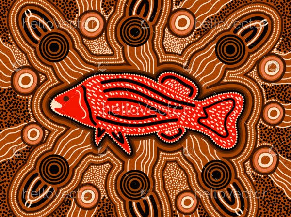 Fish aboriginal art background