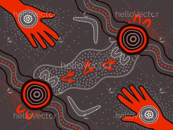 Aboriginal Hand Painting - Vector