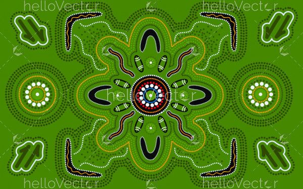 Green aboriginal artwork