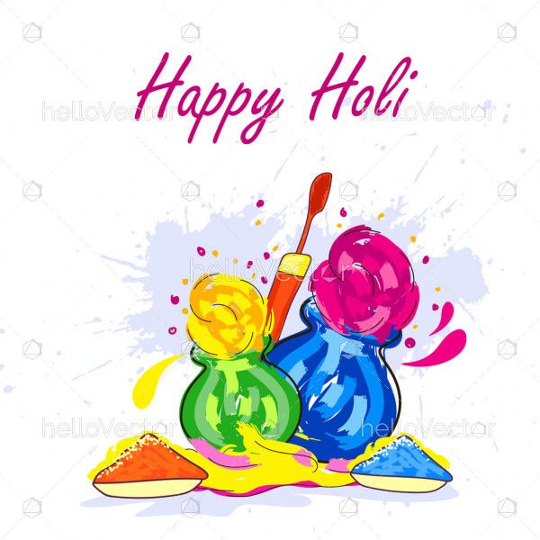 Colorful gulaal (powder color) illustration for Happy Holi