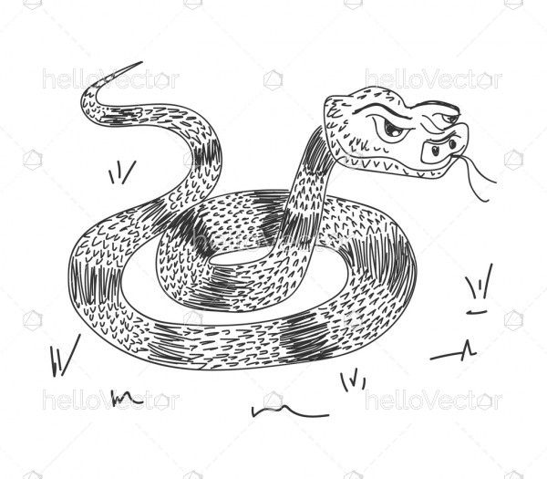 Cartoon hand drawn snake - Vector