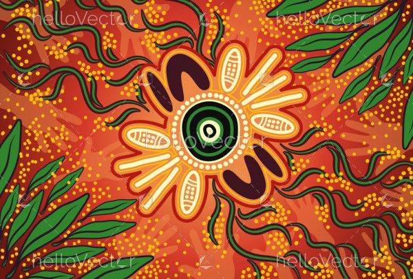 Wattle leaf aboriginal art background