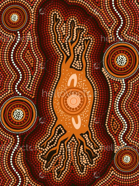 Boab tree with roots aboriginal art