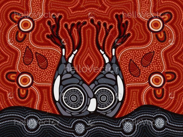 Boab tree aboriginal vector art
