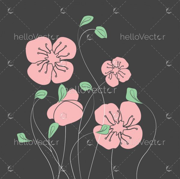 Poppy flowers, Floral background with poppies - Vector Illustration 