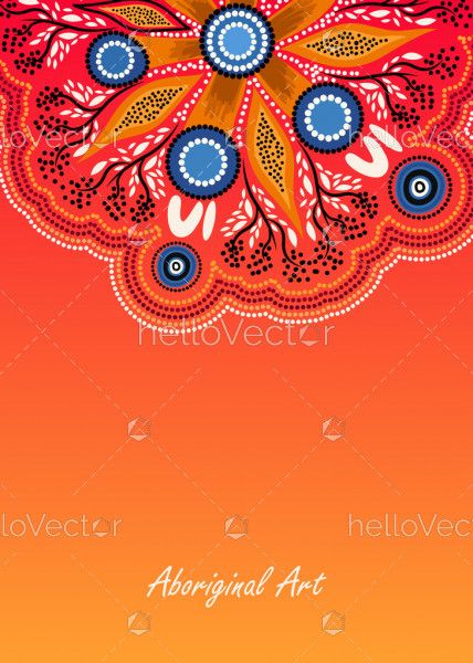 Poster background with aboriginal wattle leaves art