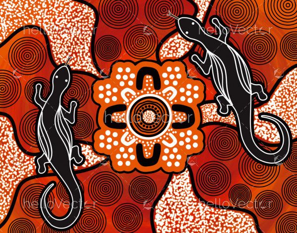 Lizard aboriginal art painting