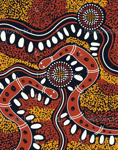 Aboriginal dot art snake artwork