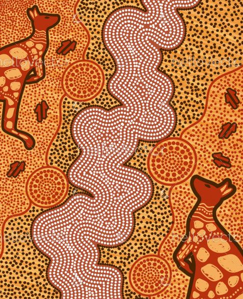 Kangaroo aboriginal art background
