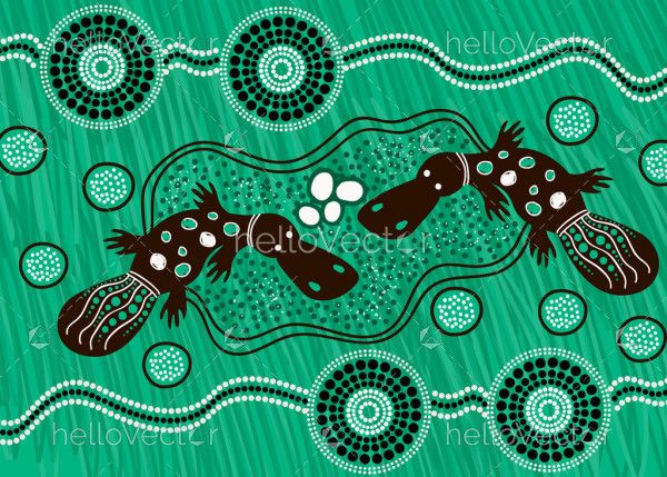 Platypus with eggs aboriginal art