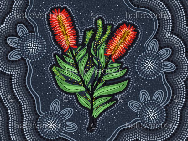 Bottle brush tree aboriginal painting