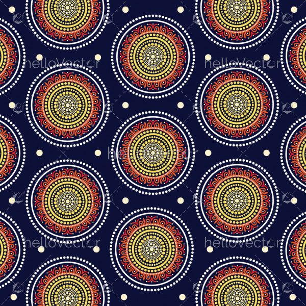 Aboriginal dot art seamless pattern background - Vector Illustration 