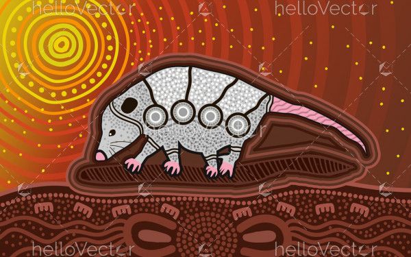 Possum aboriginal art - Vector